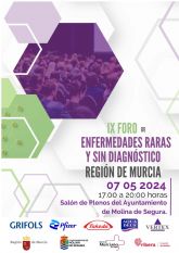 Molina de Segura acoge el IX Foro de Enfermedades Raras y Sin Diagnstico Regin de Murcia el martes 7 de mayo