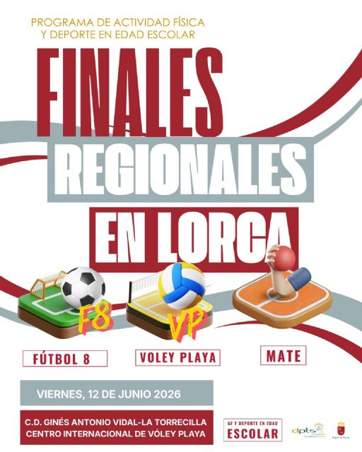 Lorca acoge las finales regionales de Fútbol 8 Femenino, Vóley Playa y Mate del Programa de Actividad Física y Deporte en Edad Escolar Lorca acoge las finales regionales de Fútbol 8 Femenino, Vóley Playa y Mate del Programa de Actividad Física y Deporte en Edad Escolar