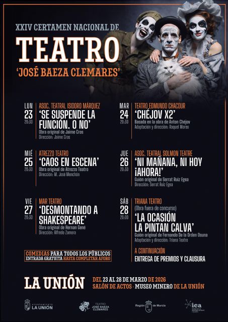 La Unión celebra el XXIV Certamen Nacional de Teatro 'José Baeza Clemares' del 23 al 28 de marzo La Unión celebra el XXIV Certamen Nacional de Teatro 'José Baeza Clemares' del 23 al 28 de marzo