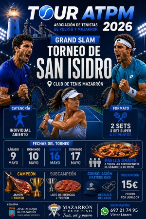 El Club de Tenis Mazarrón acoge el Grand Slam Torneo de San Isidro El Club de Tenis Mazarrón acoge el Grand Slam Torneo de San Isidro