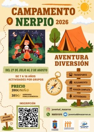 La Concejalía de Juventud organiza una nueva edición del Campamento de Nerpio 2026 La Concejalía de Juventud organiza una nueva edición del Campamento de Nerpio 2026