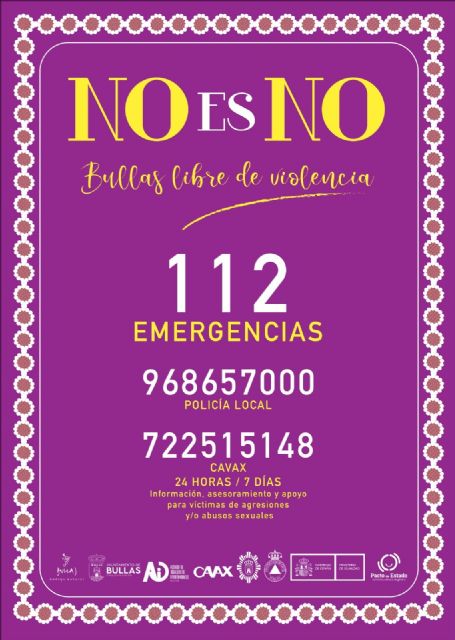 Bullas lanza la campaña 'No es No. Bullas libre de violencia' para unas Fiestas de San Marcos seguras y respetuosas Bullas lanza la campaña 'No es No. Bullas libre de violencia' para unas Fiestas de San Marcos seguras y respetuosas