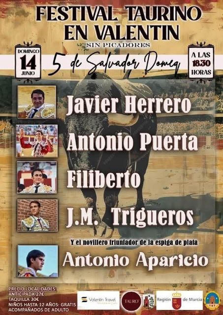 Valentín acogerá un festival taurino el próximo 14 de junio Valentín acogerá un festival taurino el próximo 14 de junio