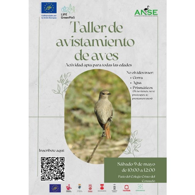 El Taller de Avistamiento de Aves sábado 30 de mayo, proyecto LIFE-GreenMe5 El Taller de Avistamiento de Aves sábado 30 de mayo, proyecto LIFE-GreenMe5