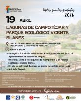 La Concejalía de Turismo de Molina de Segura organiza una visita guiada gratuita a Las Lagunas de Campotéjar y al Parque Ecológico Vicente Blanes el domingo 19 de abril La Concejalía de Turismo de Molina de Segura organiza una visita guiada gratuita a Las Lagunas de Campotéjar y al Parque Ecológico Vicente Blanes el domingo 19 de abril