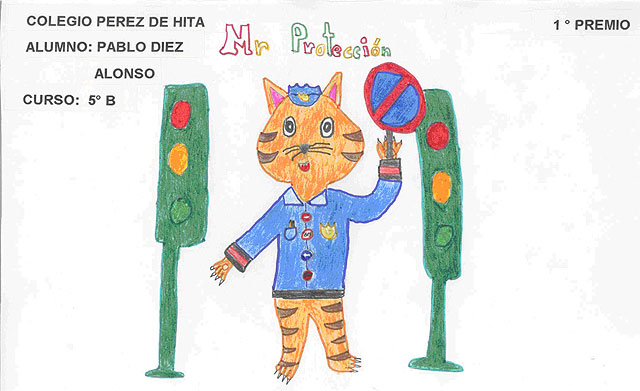 El dibujo de Pablo Diez Alonso (Colegio Pérez de Hita), ganador del concurso “La mascota de Educación Vial” - 1, Foto 1