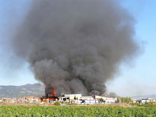 Un incendio en una fábrica de palés ha sembrado la confusión en Jumilla - 2, Foto 2