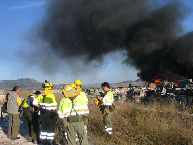 Un incendio en una fábrica de palés ha sembrado la confusión en Jumilla - 5, Foto 5