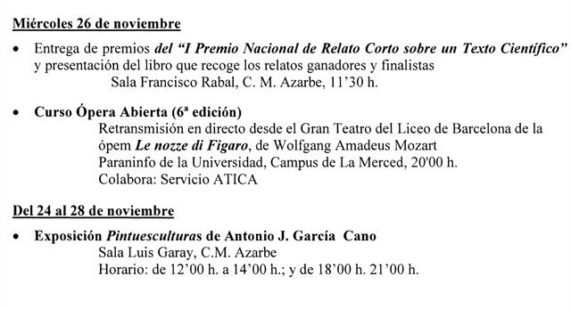 Actividades culturales de la Universidad de Murcia del 24 al 30 de noviembre - 2, Foto 2