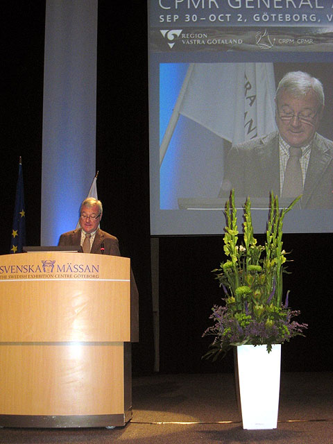 El presidente de la Comunidad Autónoma, Ramón Luis Valcárcel, interviene en la XXXVII Asamblea General de la Conferencia de Regiones Periféricas y Marítimas (CRPM), celebrada en Gotemburgo (Suecia), Foto 2