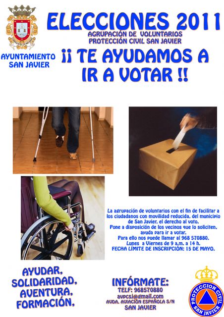 Voluntarios de Protección Civil facilitarán el derecho al voto a las personas con problemas de movilidad del municipio - 1, Foto 1