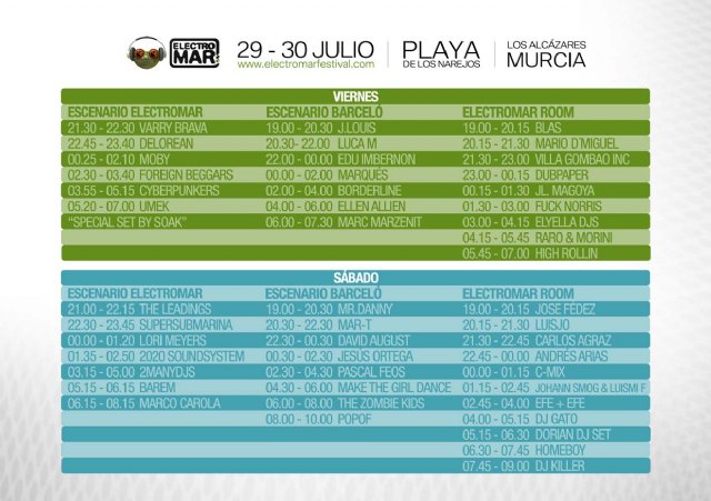 Electromar anuncia los horarios definitivos de las actuaciones de los artistas - 2, Foto 2