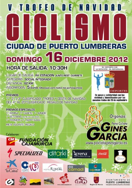 El municipio acogerá el V Trofeo de Navidad de ciclismo Ciudad de  Puerto Lumbreras - 1, Foto 1