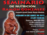 Ramn Gonzlez, campen Arnold Classic Master Absoluto, ofrecer en Totana un Seminario de Nutricin