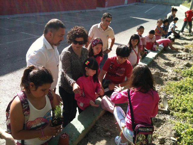 Medio centenar de alumnos del Colegio San Cristóbal de Lorca plantan romero en el margen del río Guadalentín - 1, Foto 1