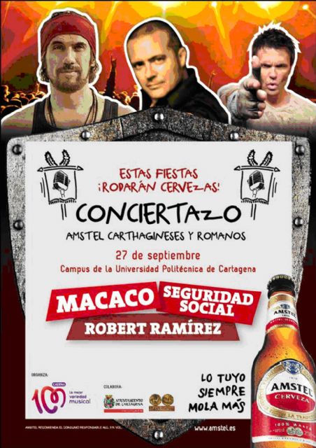 Macaco, Seguridad Social y Robert Ramírez actuarán en el Conciertazo Amstel de Carthagineses y Romanos - 1, Foto 1