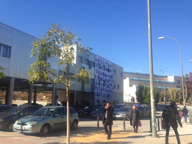 Un grupo de estudiantes monta una instalación fotográfica en la fachada de la Facultad de Educación - 1, Foto 1