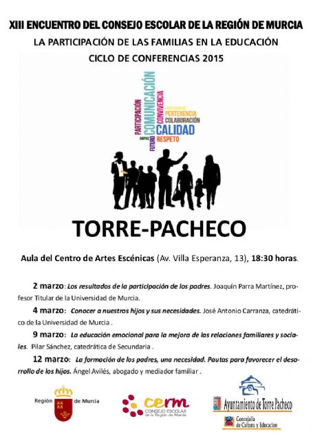 El Consejo Escolar Regional celebrará varias conferencias en Torre-Pacheco - 1, Foto 1