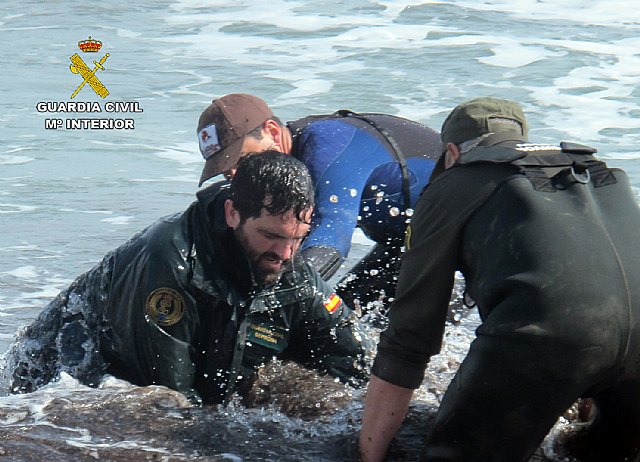 La Guardia Civil auxilia a un delfín varado en una playa de La Manga - 3, Foto 3