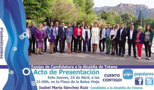 La candidatura del PP se presentará oficialmente hoy jueves en un acto público en la plaza Balsa Vieja