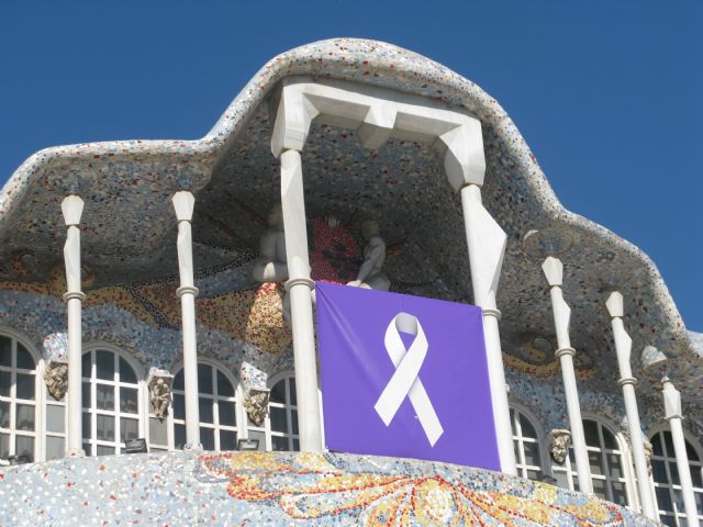 La Asamblea cuelga en su fachada un gran lazo blanco contra la violencia de género - 1, Foto 1