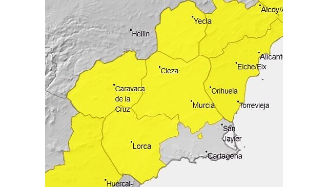 Meteorología amplia para hoy aviso de fenómenos adversos nivel AMARILLO de TORMENTAS a las zonas del Valle del Guadalentín, Lorca y Águilas, Foto 1