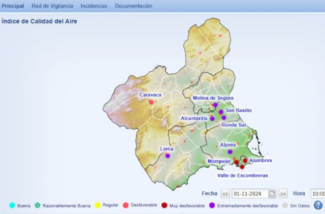 Activado el Nivel 3 de Alerta por partículas en las estaciones de La Aljorra, Mompeán, Alumbres y Valle de Escombreras - 1, Foto 1