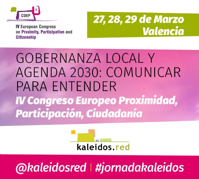 Del 27 al 29 de marzo, Valencia acogerá el IV Congreso Europeo de Proximidad, Participación y Ciudadanía (COEP congress) - 1, Foto 1