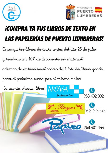 La Concejalía de Comercio lanza una campaña para fomentar la compra de libros de texto en las papelerías y librerías de Puerto Lumbreras - 3, Foto 3