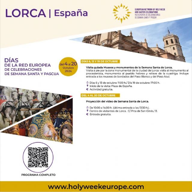 Proyecciones y visitas gratuitas a museos y monumentos de Lorca, en los Días de la Red Europea de Celebraciones de Semana Santa y Pascua - 1, Foto 1