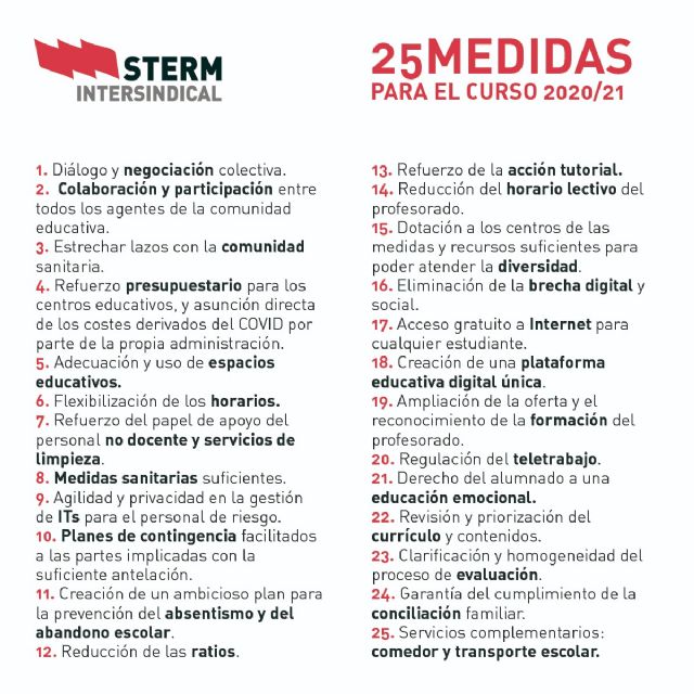 STERM presenta 25 medidas para iniciar el curso 2020/2021 - 1, Foto 1