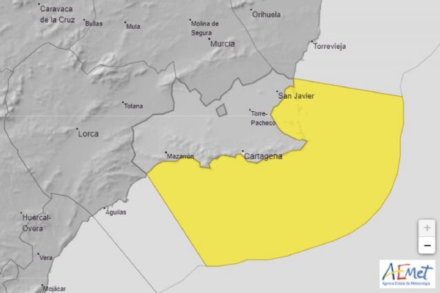 Aviso amarillo por vientos de hasta 60 kilómetros y olas de tres metros en Cartagena, La Azohía y La Manga - 1, Foto 1