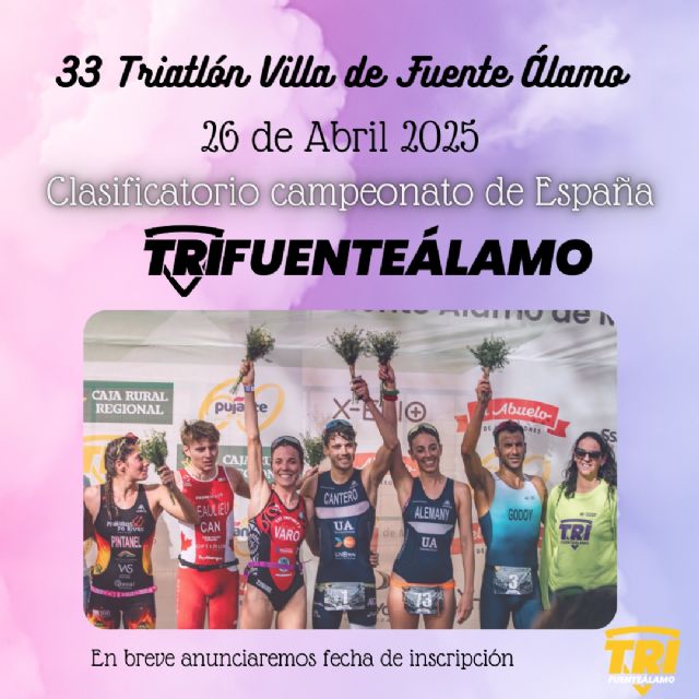 El Triatlón Internacional Villa de Fuente Álamo 2025 ya tiene fecha y será clasificatorio para el Campeonato de España de Triatlón Sprint - 1, Foto 1