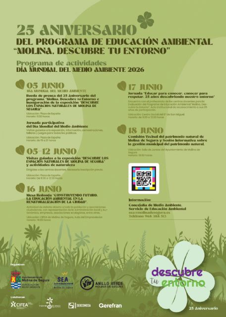 El Ayuntamiento de Molina de Segura conmemora el 25 aniversario del Programa de Educación Ambiental para centros docentes Molina, Descubre tu Entorno El Ayuntamiento de Molina de Segura conmemora el 25 aniversario del Programa de Educación Ambiental para centros docentes Molina, Descubre tu Entorno