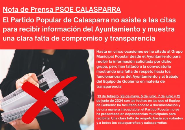 El PP de Calasparra no asiste a las citas para recibir información del Ayuntamiento y muestra una clara falta de compromiso y transparencia - 1, Foto 1