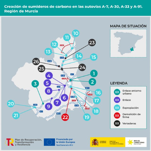 Transportes licita por 3,2 millones de euros los trabajos para plantar 67.800 árboles y arbustos en Murcia - 1, Foto 1