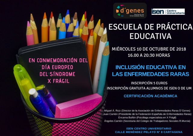 El 10 de octubre, tendrá lugar una jornada sobre inclusión educativa en enfermedades raras, organizada por ISEN y D´Genes - 1, Foto 1
