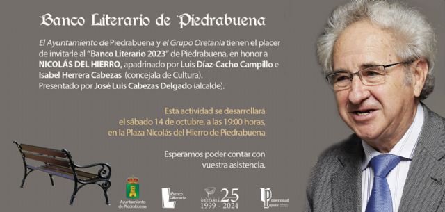 El poeta y escritor, Nicolás del Hierro, obtiene, a título póstumo, el primer Banco Literario de Piedrabuena - 1, Foto 1