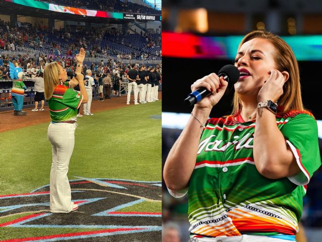 Gina Ulmos de El Show de Enrique Santos de iHeart Radio, Deslumbraen el Estadio de los Marlins y es Reconocida en el Mes de la Herencia Hispana - 2, Foto 2