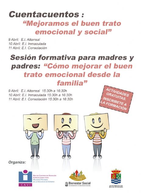 La Concejalía de Bienestar Social organiza cuentacuentos para alumnos y sesiones formativas para madres y padres de las escuelas infantiles de Molina de Segura los días 9, 10 y 11 de abril - 1, Foto 1