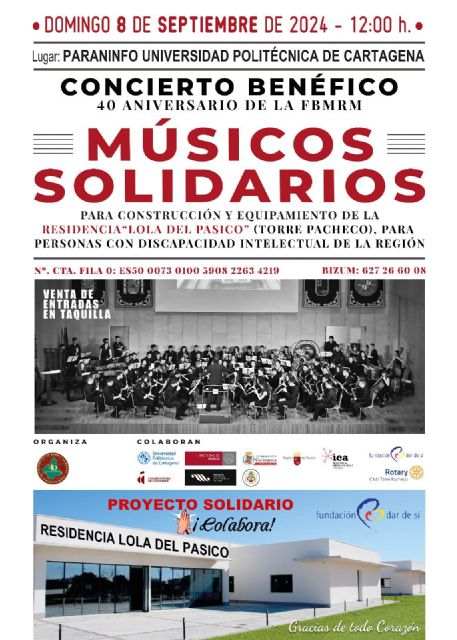 Cuarenta y dos bandas de música ofrecerán un concierto benéfico para la residencia “Lola del Pasico” - 1, Foto 1