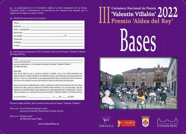 Pistoletazo de salida para la tercera edición del Certamen Nacional de Poesía ´Valentín Villalón´ de Aldea del Rey - 3, Foto 3