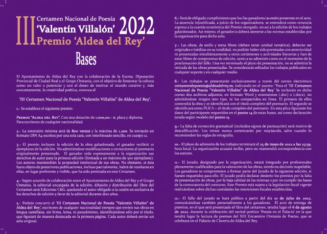 Pistoletazo de salida para la tercera edición del Certamen Nacional de Poesía ´Valentín Villalón´ de Aldea del Rey - 4, Foto 4