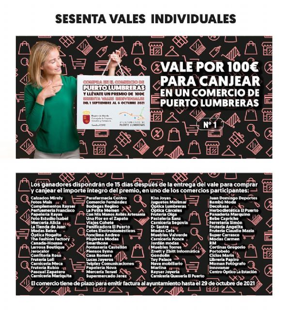 Vuelve la campaña Compra en Puerto Lumbreras y llévate un premio, que sorteará 60 vales de 100 euros entre quienes hagan sus compras en el comercio local hasta el 6 de octubre - 4, Foto 4