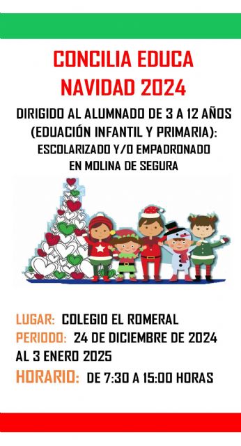 La Concejalía de Familia de Molina de Segura prestará los servicios de conciliación Corresponsables Vacacional de 0 a 3 años y Concilia Educa durante la próxima Navidad - 2, Foto 2