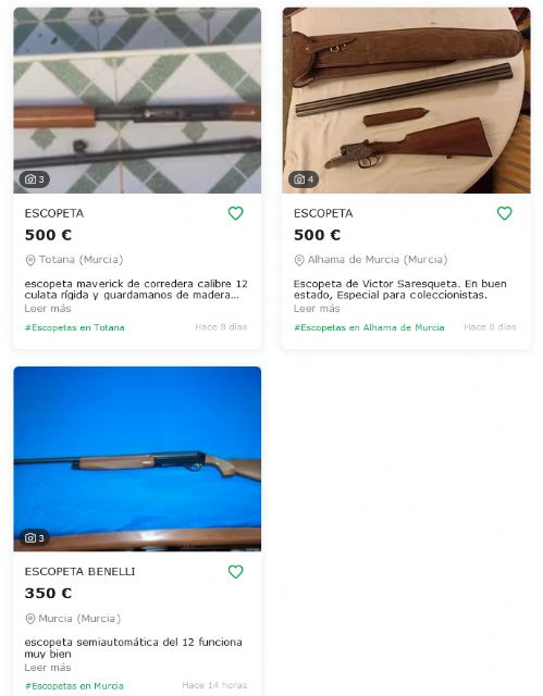 Denuncian 500 anuncios de armas de caza sin control desde Murcia - 1, Foto 1