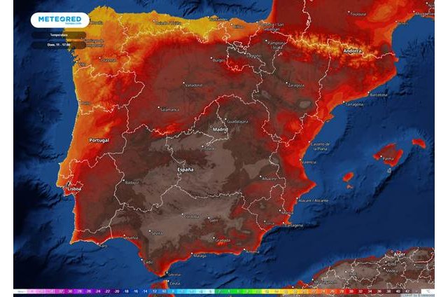 En el interior de la mitad sur peninsular el domingo se podrán alcanzar e incluso superar los 45 °C., Foto 1