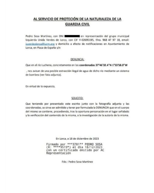 Los líderes local y regional de IU afirman que “las captaciones delictivas de agua y la desecación de ríos y manantiales de Lorca son posibles por la complicidad de los poderes” - 3, Foto 3