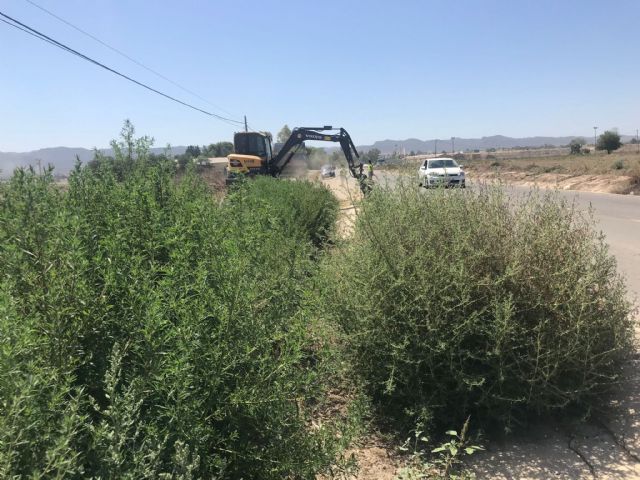 Avanzan las tareas de desbrozado de cunetas en la antigua carretera de Águilas - 1, Foto 1