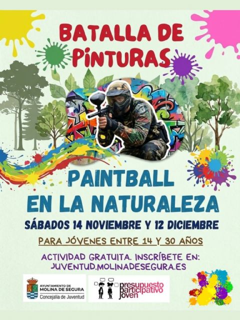 La Concejalía de Juventud de Molina de Segura organiza la actividad gratuita Paintball en la naturaleza los días 14 de noviembre y 12 de diciembre La Concejalía de Juventud de Molina de Segura organiza la actividad gratuita Paintball en la naturaleza los días 14 de noviembre y 12 de diciembre